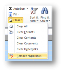 Remove Hyperlinks from your Excel spreadsheet