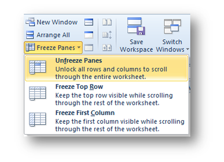 Unfreeze Panes to Modify or Unlock the Headings