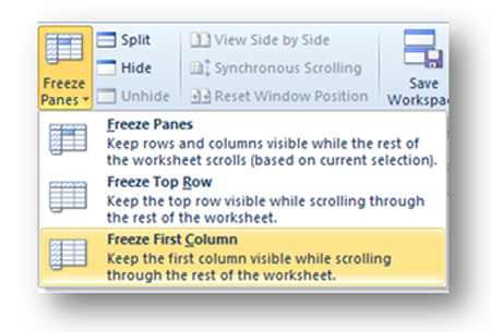 Freeze First Column