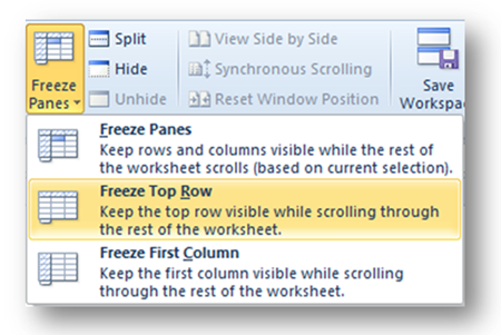 Use Freeze Panes to Keep Row and Column Headings Visible