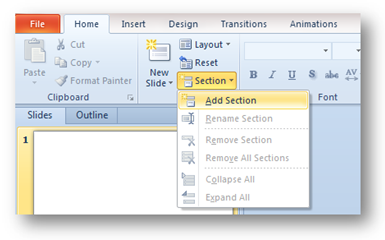 Add Section to PowerPoint Presentation
