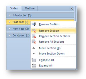 Right-Click to Remove a PowerPoint Section