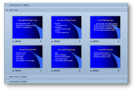 Create, Modify, and View Sections in Slide Sorter View